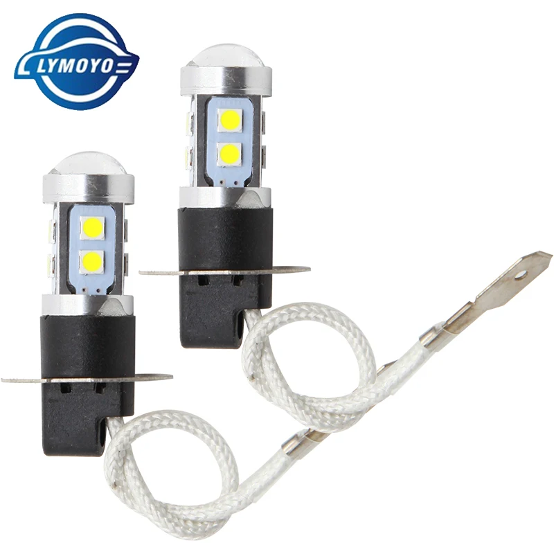 Lymoyo 2 шт. автомобиль H3 светодиодный H1 881 H27 H7 H8 H11 HB3 HB4 9005 9006 HB4 10W 3030 SMD 10 светодиодный белые Противотуманные фары Дневные Фары Светильник дневного светильник
