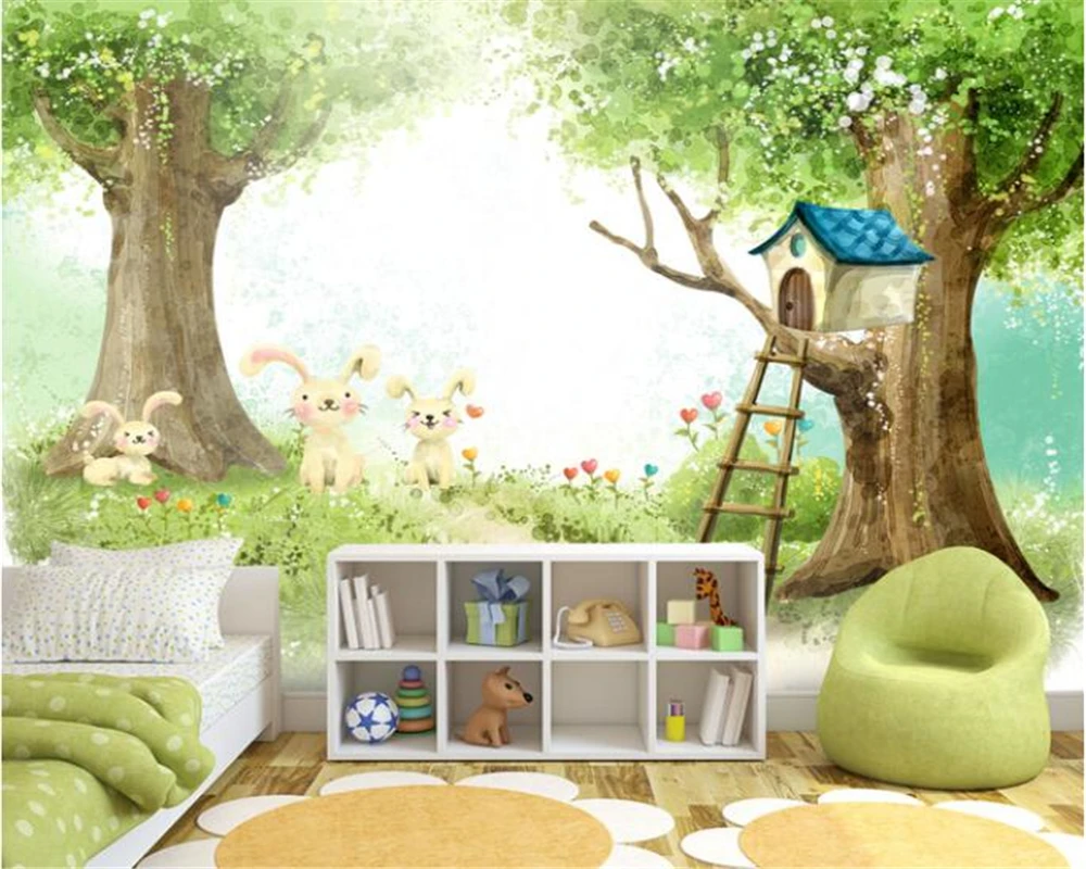 

beibehang Lovely cartoon hand painted cartoon character painting children room decoration background wallpaper papel de parede