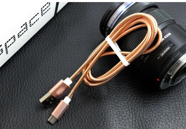 Pink Кабель Micro USB 2.4A металлический пружинный кабель для быстрой зарядки USB кабель для передачи данных для samsung Xiaomi LG планшет Android мобильный телефон usb зарядный шнур - Цвет: Pink