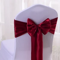 wholesales 10pcs wine red satin chair bow sashes ribbon for wedding reception banquet decoration 6 7x 108 17x275cm scs15302