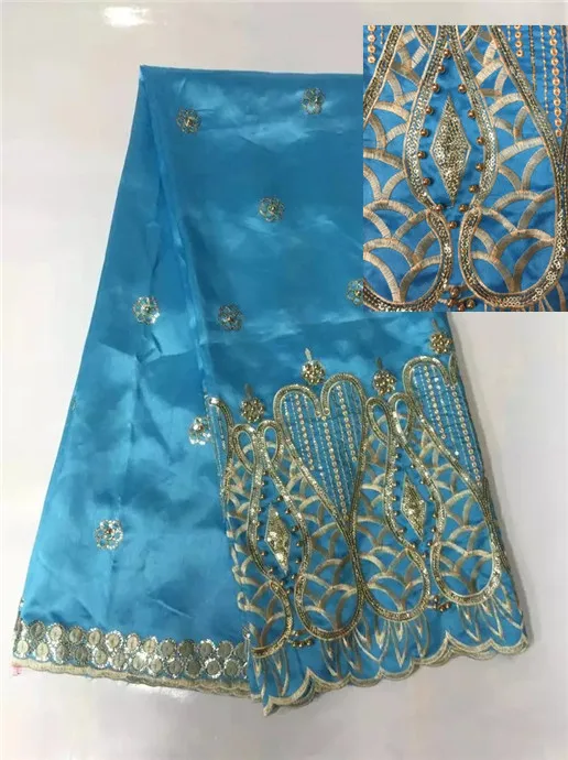 2016 последняя золотисто синяя Высококачественная африканская кружевная ткань