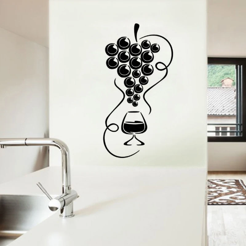 Glass And Wine Vinyl Wall Stickers Restaurant Kitchen Removable DIY Home Decor Waterproof Wallpaper JG1521 | Дом и сад