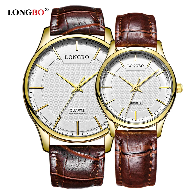 LONGBO 2020 новые модные парные часы роскошные кожаные мужские и женские повседневные