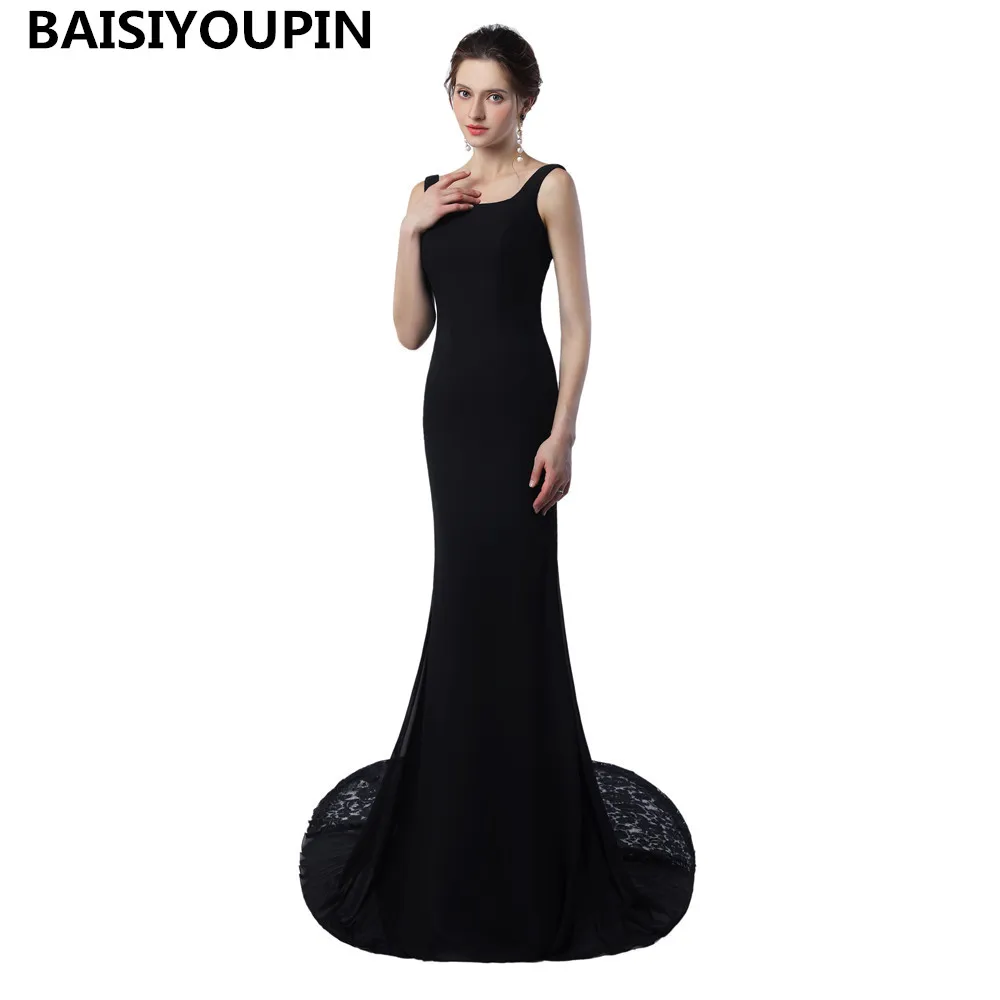 Женское вечернее платье Vestido Longo De Festa Para Casamento 2020 черное шифоновое длинное с