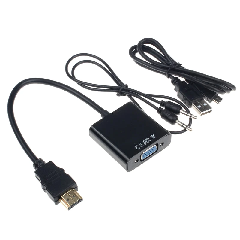 HFES 1080P HDMI в VGA с аудио конвертером адаптер USB питания Видео кабель черный |