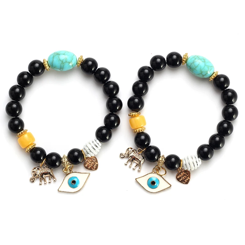 MEIBEADS винтажные натуральный камень бусины браслет Evil Eye & для женщин День Рождения