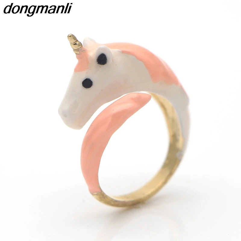 P1024 Dongmanli красивое регулируемое кольцо с лошадью цветное эмалированное
