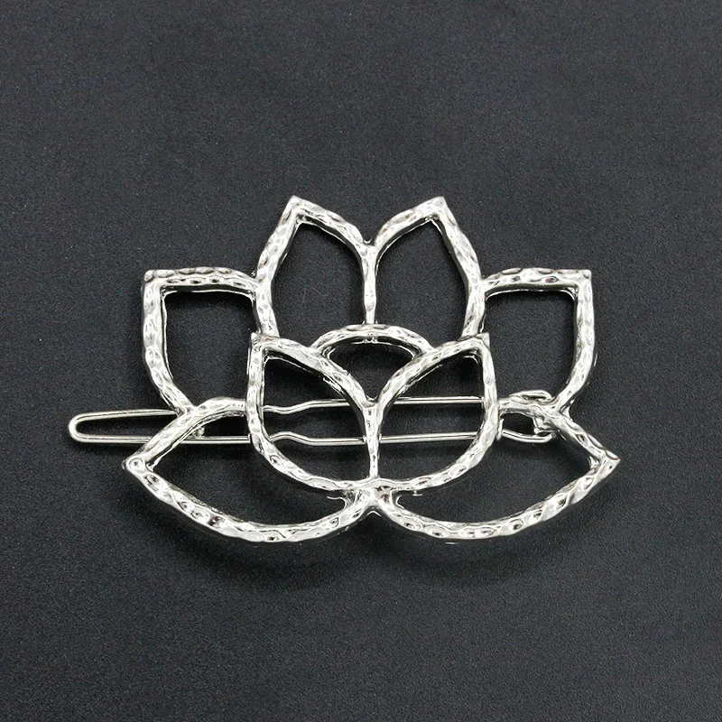 Hollow Metallic Lotus Flower Golden Silver Plated Hair Clips and Pins Barrettes Women Jewelry | Украшения и аксессуары