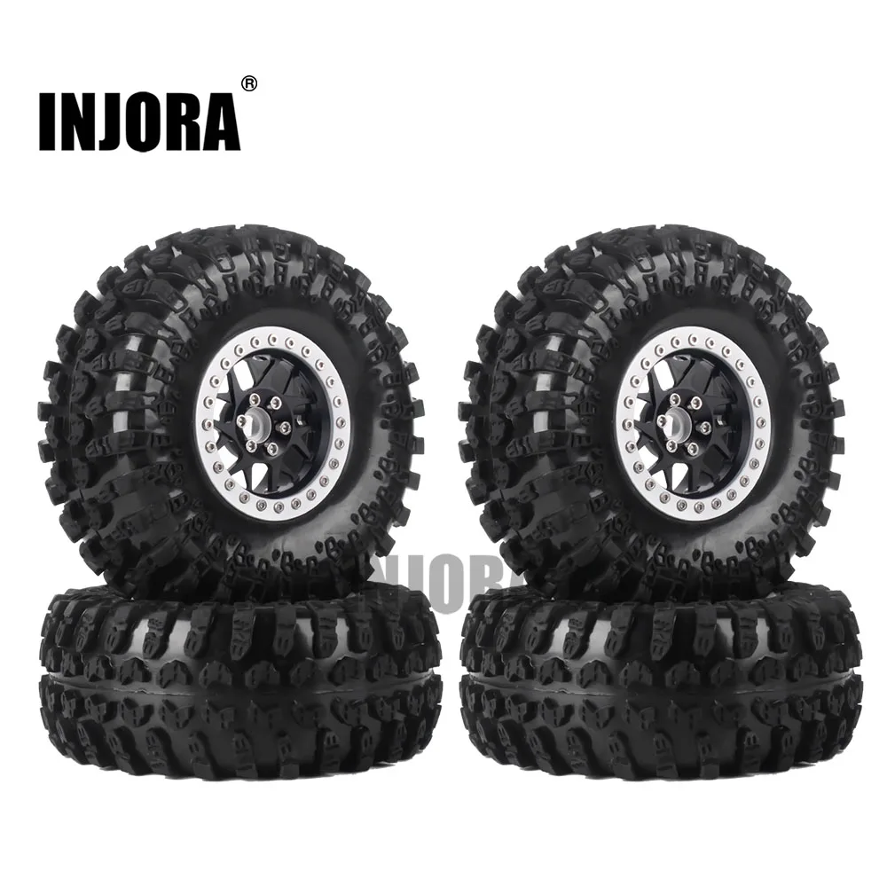 INJORA 4 шт. 2,2 дюймов Beadlock Колесные диски и резиновые шины для 1/10 RC Рок Гусеничный осевой SCX10 RR10 AX10 Wraith 90048 90018 KM2