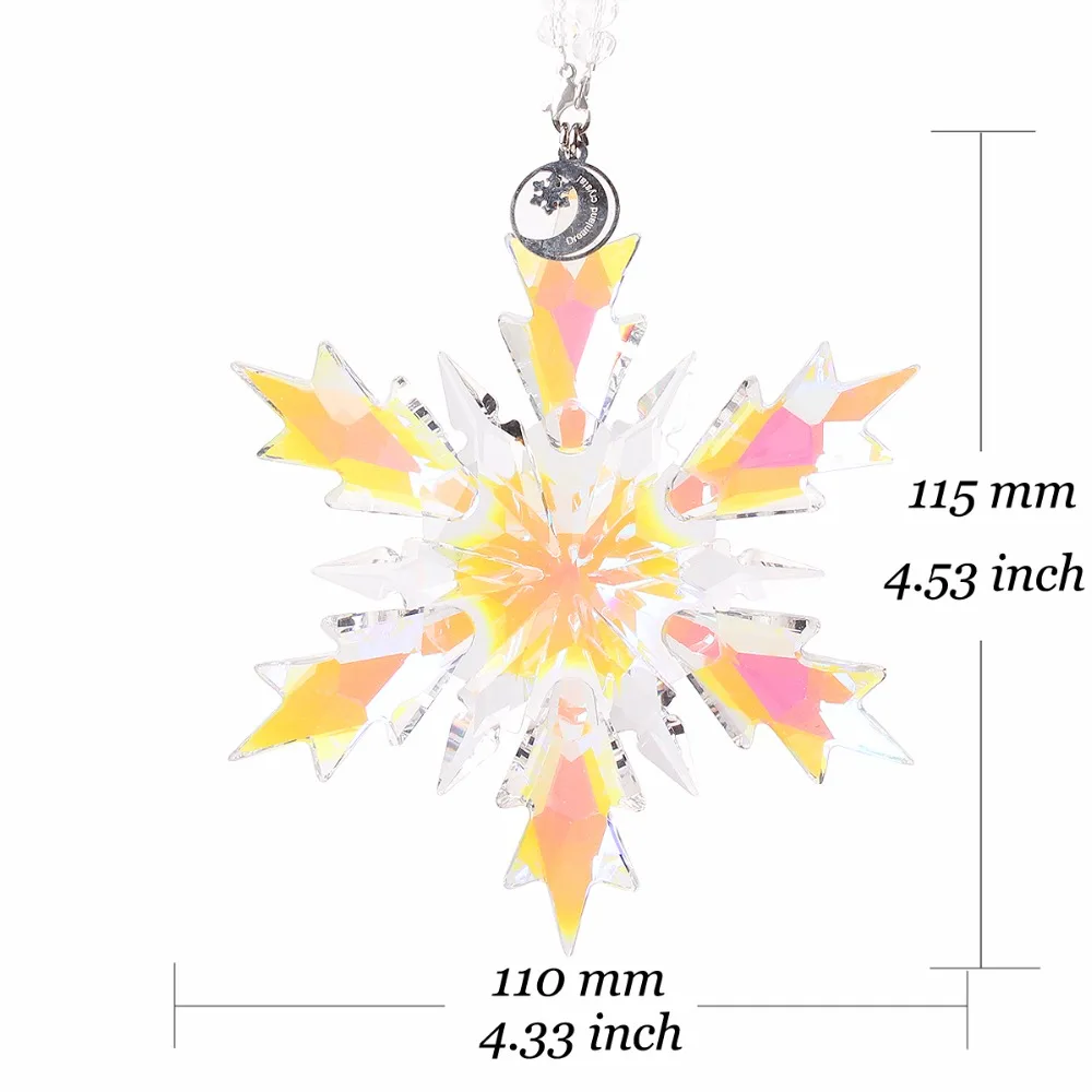 4.53'' Dream Color Crystal Snowflake Shape Christmas Hanging Pendant&ampDrop Ornaments For DIY Home Party Decorative Craft | Дом и сад