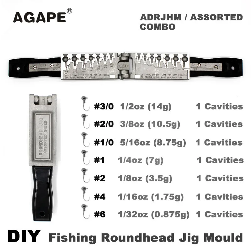 Рыболовная форма с круглой головкой Agape DIY ADRJHM/Ассорти комбинированная 1/32 унции