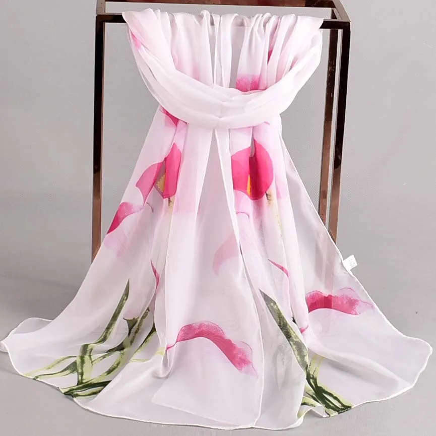 Женский шелковый шарф шали и накидки шарфы для женщин с принтом цветов персика