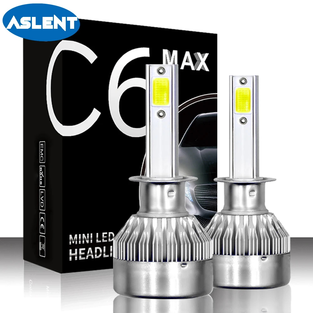 Aslent C6-MAX мини H7 H1 светодиодный H4 лампы H3 H11 H8 H9 HB3 9005 HB4 9006 9012 автомобильных фар 72 Вт 8000lm 6000K для объектива Авто Лампа DC12V 24V