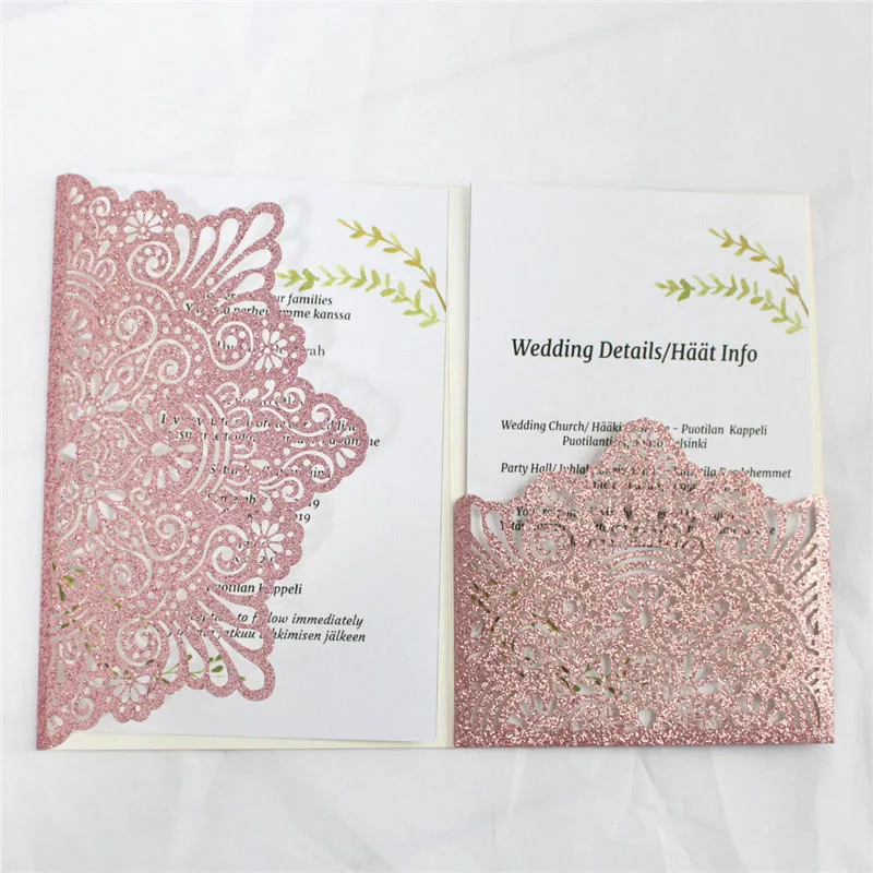 Блестящая Свадебная пригласительная открытка с ремешком на животе элегантная