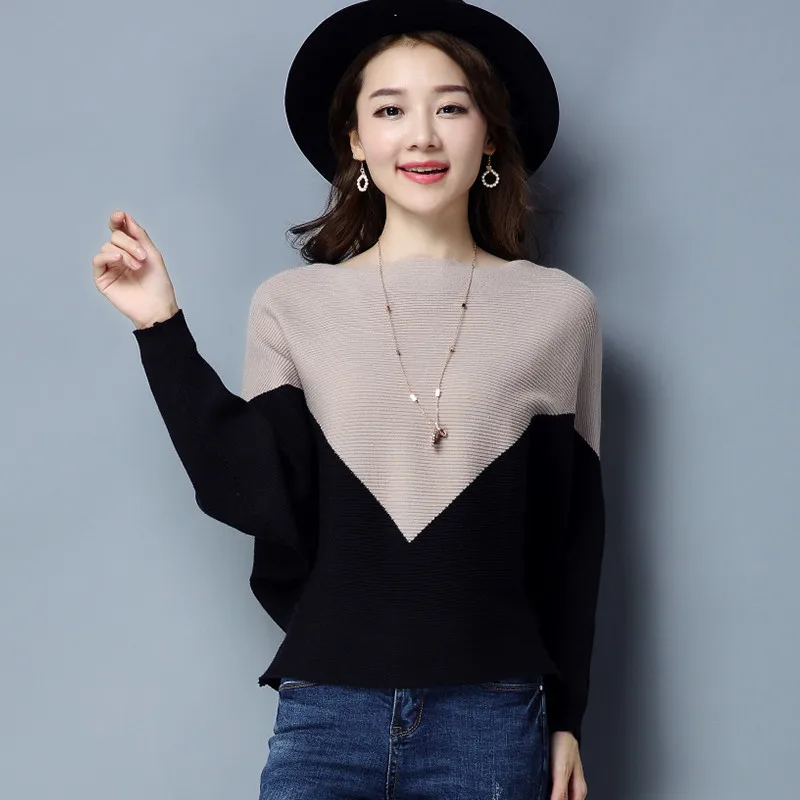Winter Bat sleeve Sweater Female Sexy Pullover Sweaters Women Long Sleeve Loose Autumn big size Knitting Warm Jumper Tops W126 | Женская