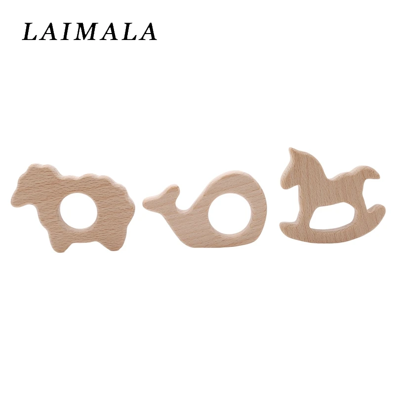 

Natural Wooden Baby Teether Cartoon Animal Shape Wooden Baby Teether Toy Safe Newborn Kids Teething Toys Baby Shower Gift