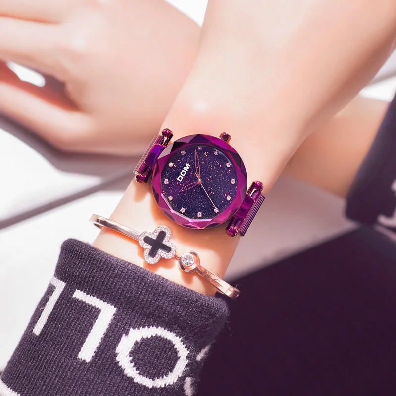 DOM брендовые роскошные женские часы со звездным небом минимализм модные