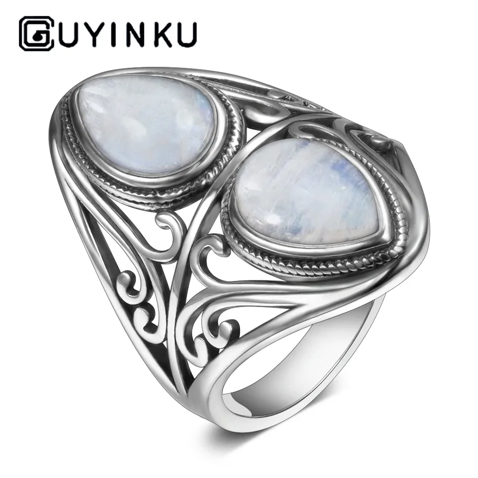 GUYINKU, винтажное Настоящее 925 пробы, серебряные кольца, натуральные драгоценные камни, женские Украшения на каждый день, ювелирные украшения, подарки
