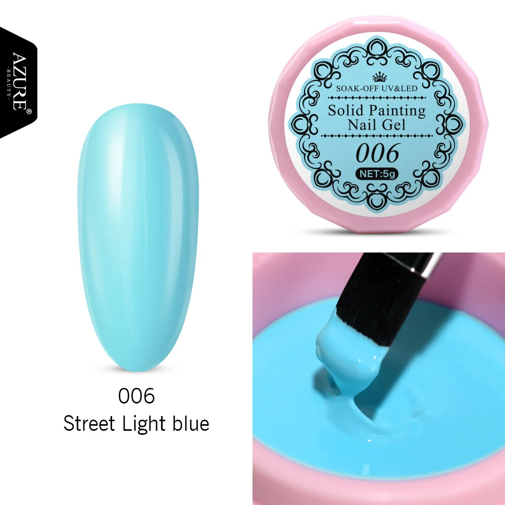 006 Гель-лак для ногтей AZURE BEAUTY, 5 г, чистый цвет, Гель-лак для дизайна ногтей, маникюрный рисунок, Гель-лак для ногтей - Цвет: 006