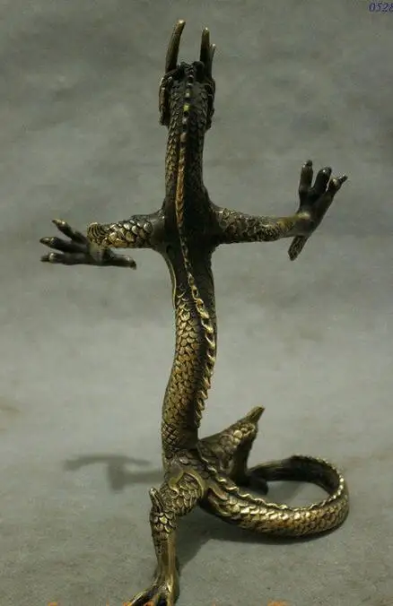 10&quotFolk Chinese Totem Bronze Wealth Year Zodiac Dragon Standing Statue Sculpture | Дом и сад