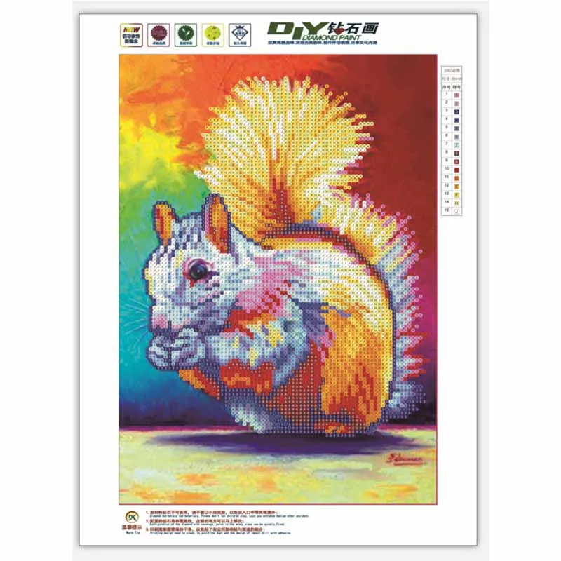 FineTime Animal Squirrel 5D DIY Diamond Painting Partial Round Drill Embroidery Cross Stitch Mosaic | Дом и сад