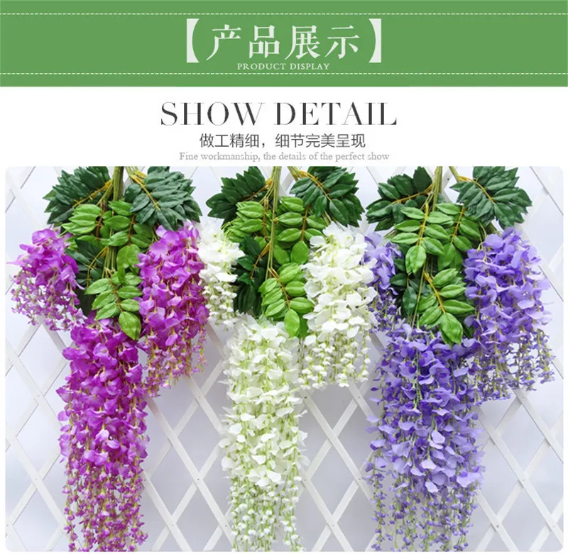12PCS Wedding Decoration Flower /Simulation / Living Room Fake Flowers Plastic Vine /Green Leaf Rattan Wholesale | Дом и сад