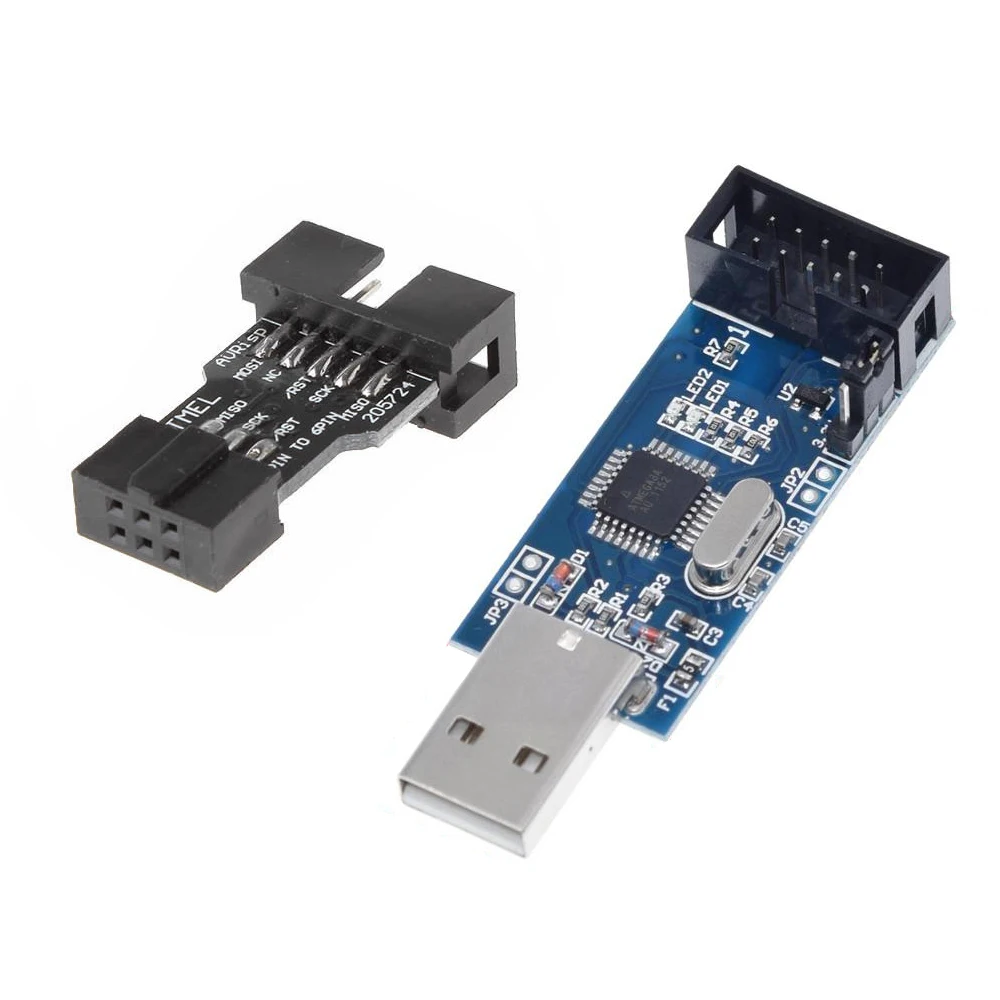 USB программатор ATMEGA8 ATMEGA128 ATtiny/CAN/PWM 10 контактный проводной модуль сделай сам|avr
