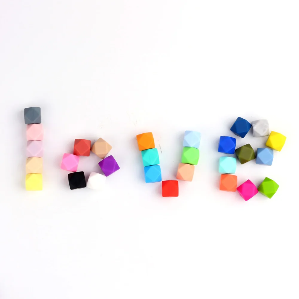 TYRY.HU 10Pcs Silicone Hexagon Beads 14mm Baby Teething Beads BPA Free Baby Teethers DIY Necklace Pacifier Chain Accessories