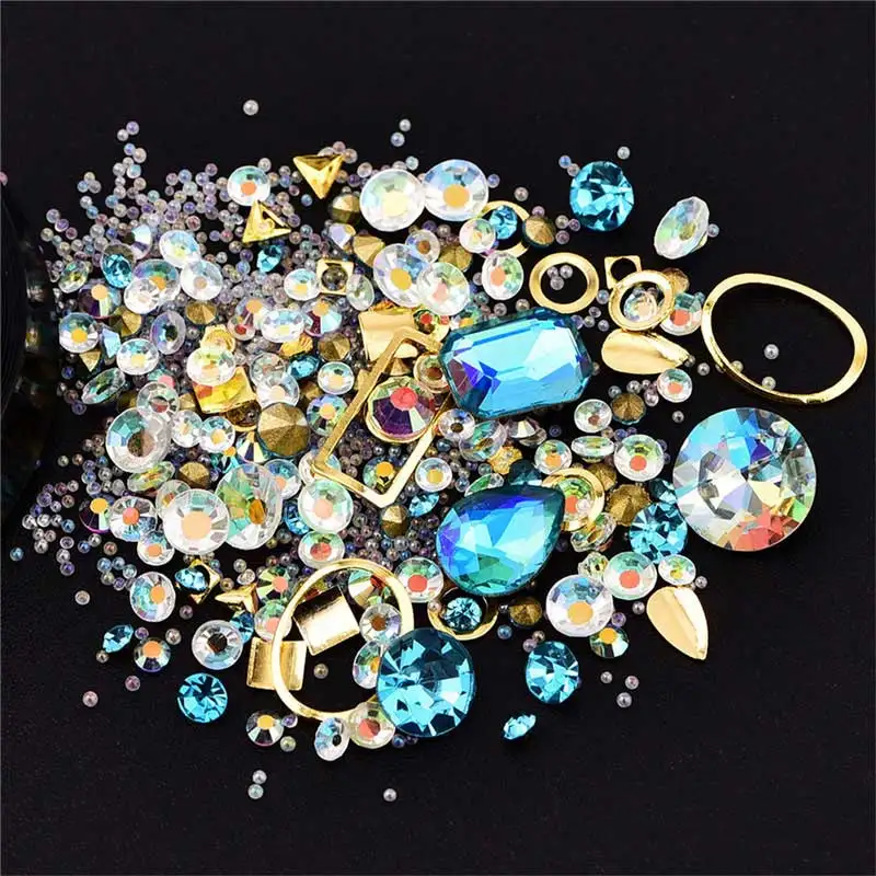 08 DIY 3D дизайн ногтей Bling алмаз деко Красочные смешанные микро бусины драгоценный камень круг блеск кристалл AB не горячей фиксации Стразы - Цвет: 08