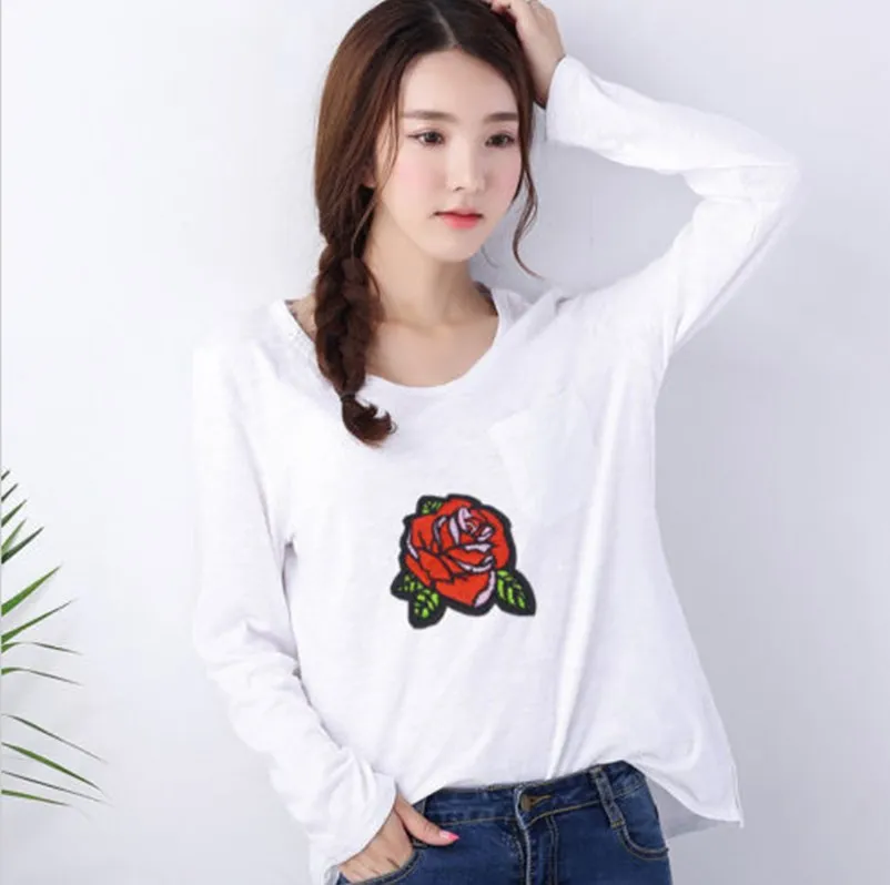 Горячая Распродажа 2 шт./компл. Цветочная вышитая Роза аппликация для пришивания