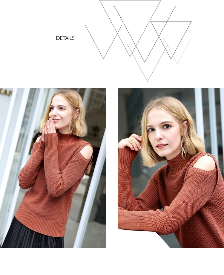 Amii Minimalist Women Autumn Sweater Chic Cotton Shoulder Exposed Hollow Female Pullovers Sweaters Joker Sweater