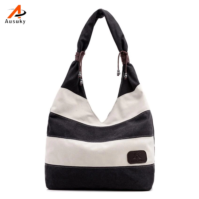 Холщовая Сумка тоут в полоску женская сумочка на плечо стиле пэчворк модная