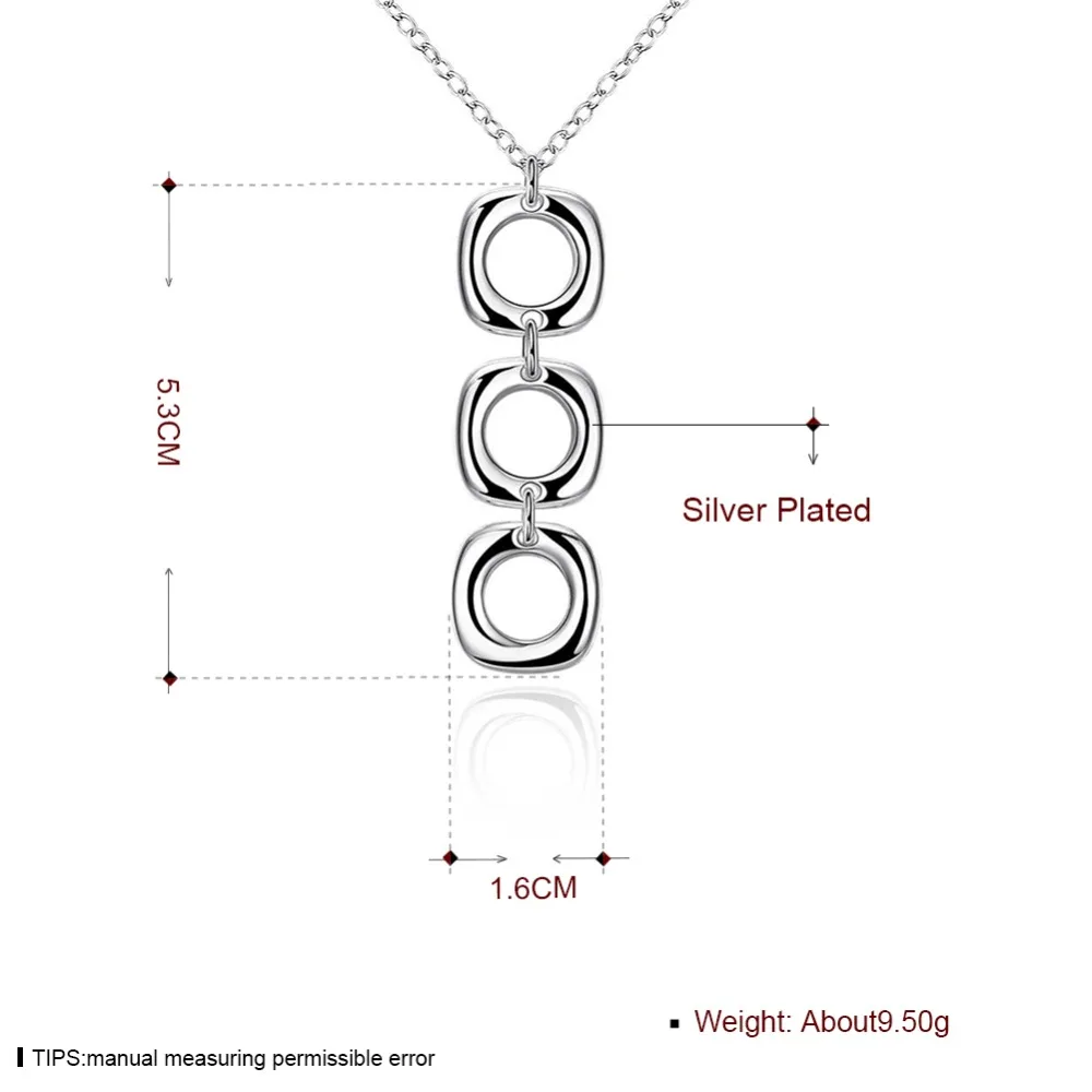 Hot Selling 925 Silver Simple Fashion Square Round Pendant Necklaces for Women Fine Jewelry Wholesale | Украшения и аксессуары