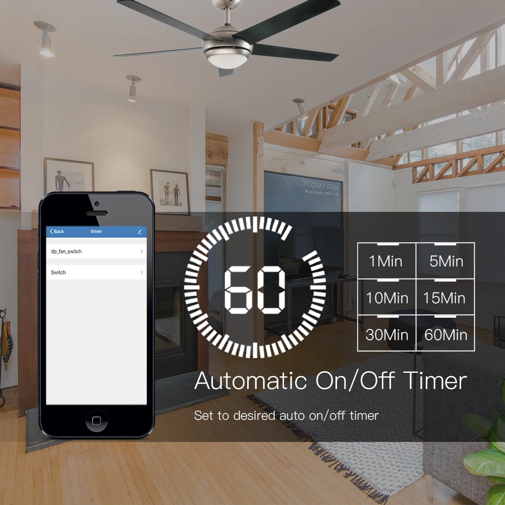 Wi-Fi умный потолочный вентилятор настенный выключатель света приложение Smart Life/Tuya