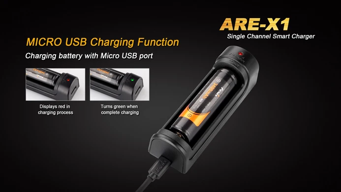 

2016 newest sale Fenix ARE-X1 Single Channel 18650/26650 Li-ion Battery charger USB LED Smart Charger/discharging free shipping