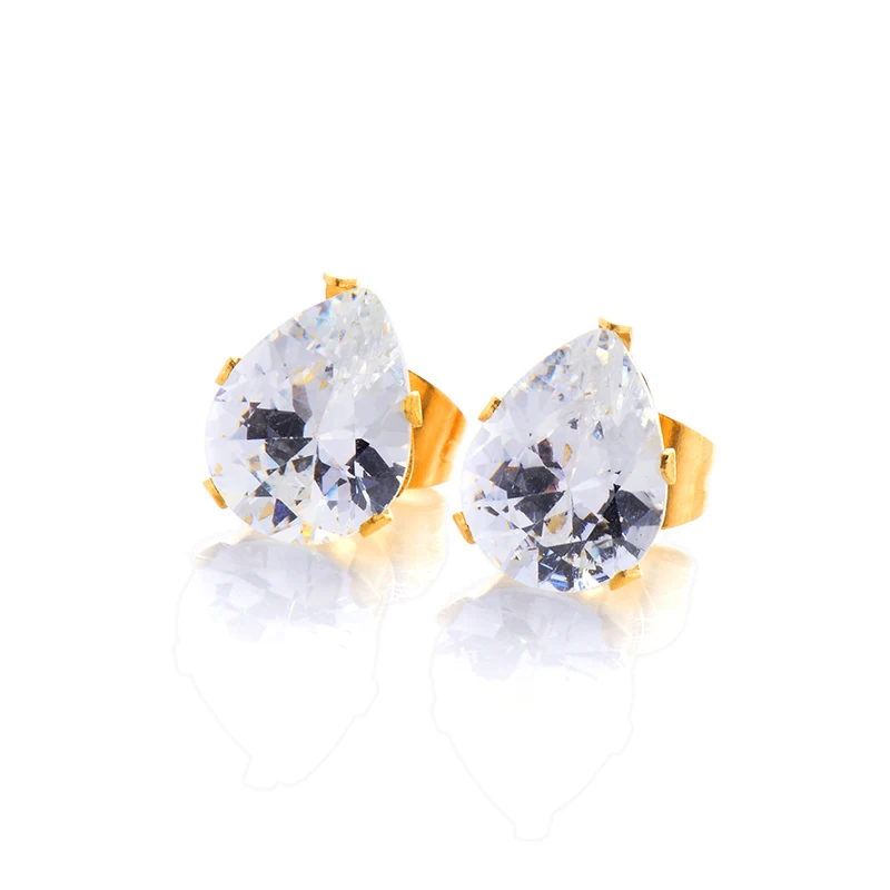 7*9MM Gold Color Stainless Steel Stud Earring Sets For Women 7 Colors Zircon Crystal N20 | Украшения и аксессуары