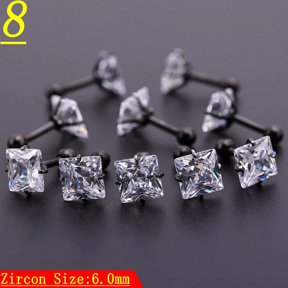 5 Шт. Черный Циркон Кристалл Круглый Шар Язык Губ Бар Кольцо Из Нержавеющей Стали