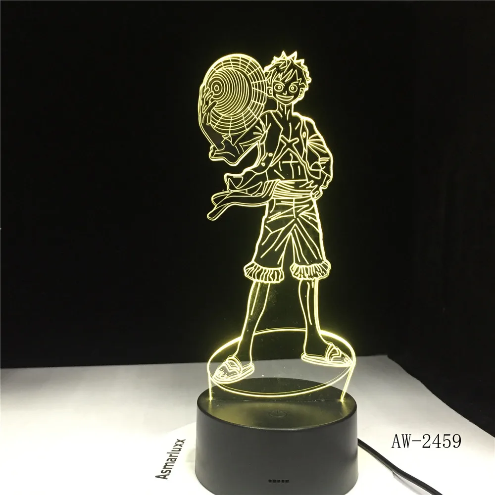 Luffy аниме цельное моделирование 3D Светодиодная сенсорная кнопка USB детская