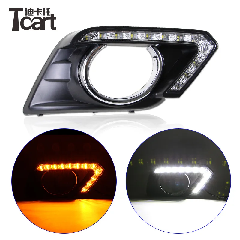 

Tcart Car Flashing For Nissan X-trail 2014 2015 2016 DRL Daytime Running Light Daylight Yellow Turn Signals Lamp Waterproof