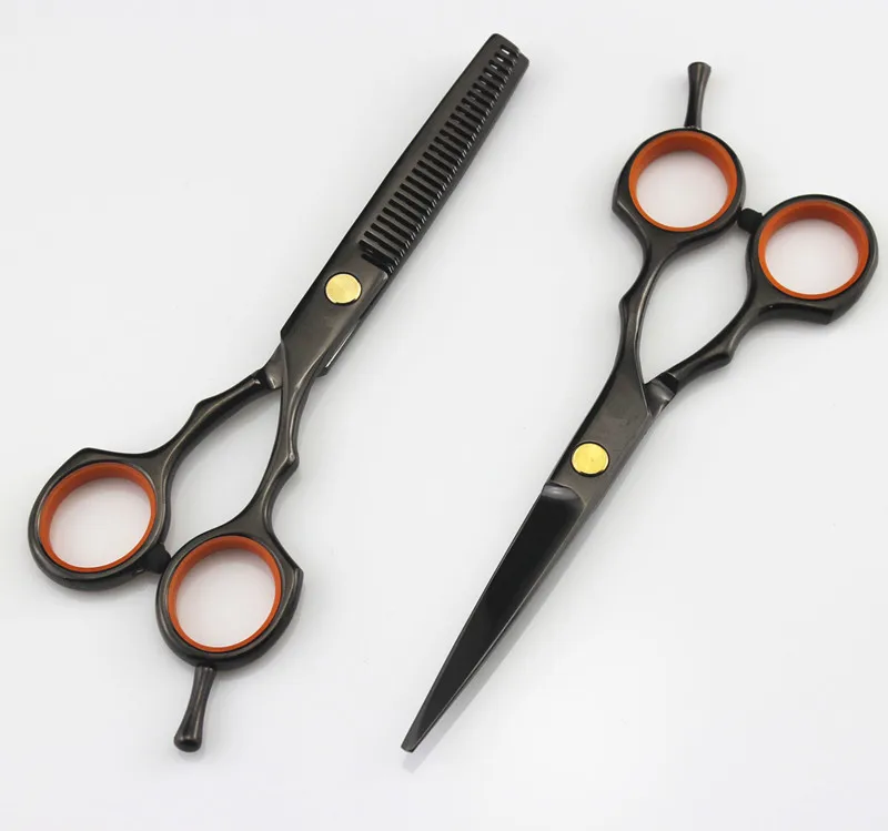

Classic symmetry 5.5 inch japan 440c black cut hair scissor thinning shears cutting barber scisor hairdressing scissors set