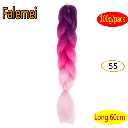 FALEMEI Омбре плетение волос для вязания крючком Твист коса 24inch100/шт высокая температура провода синтетические два тона афро джамбо коса волос - Цвет: #33