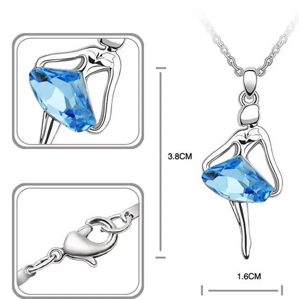 Ballet Dance Girl Pendants Necklace Crystal Angel necklaces Women Pendants&amp Necklaces Imitation Rhodium Plated | Украшения и