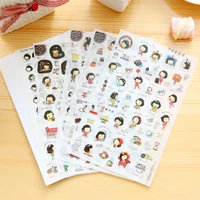 6sheetspack korean fashion girl momoi iii diy cartoon scrapbook paper diary stickers decoration stationery label sticker e0171