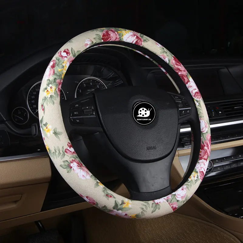 Чехол на руль DONYUMMYJO дышащий льняной чехол в китайском стиле размер 38 см для Kia Peugeot