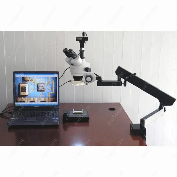 Тринокулярный артикуляционный микроскоп AmScope поставляет 3 5x 45X зум + кольцевой