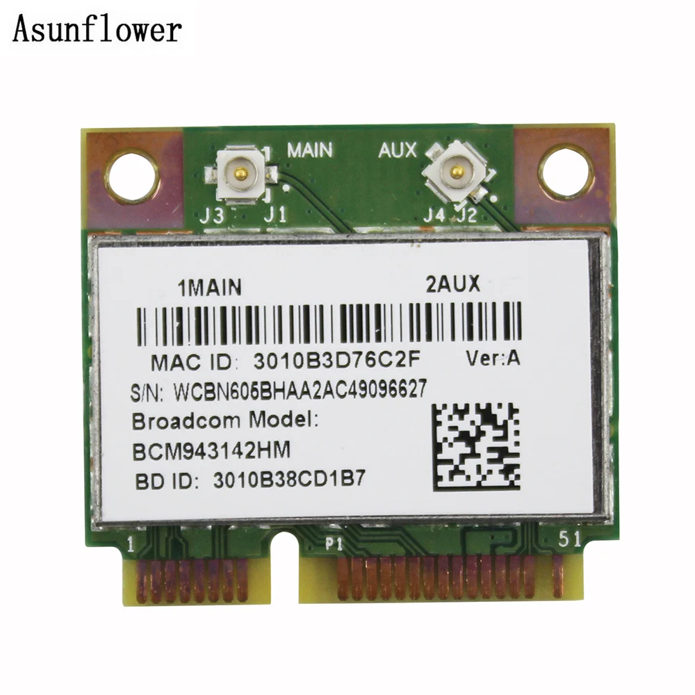 Беспроводная Wi Fi карта PCI E BCM943142HM 802.11n 300 Мбит/с Bluetooth 4 0|Сетевые карты| |