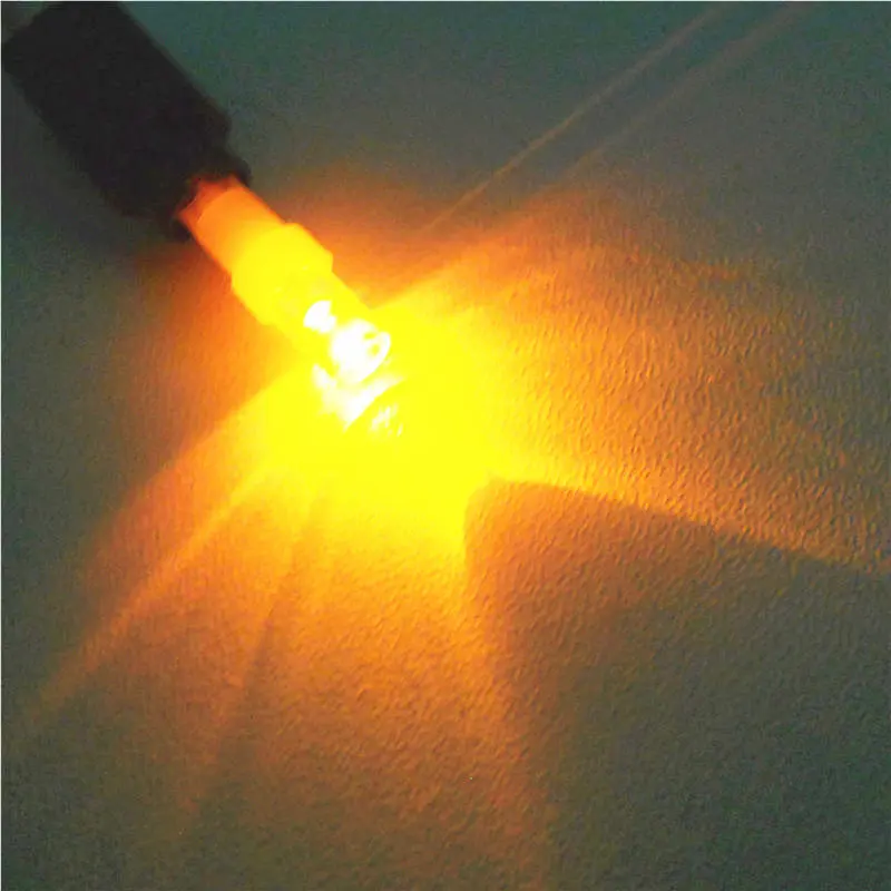 12V Светодиодная желтая автомобильная лампа T5 (5 мм лампа широкого угла) для светового сигнала пепельницы приборной панели W1.2W W2.3W W2X2.6d.