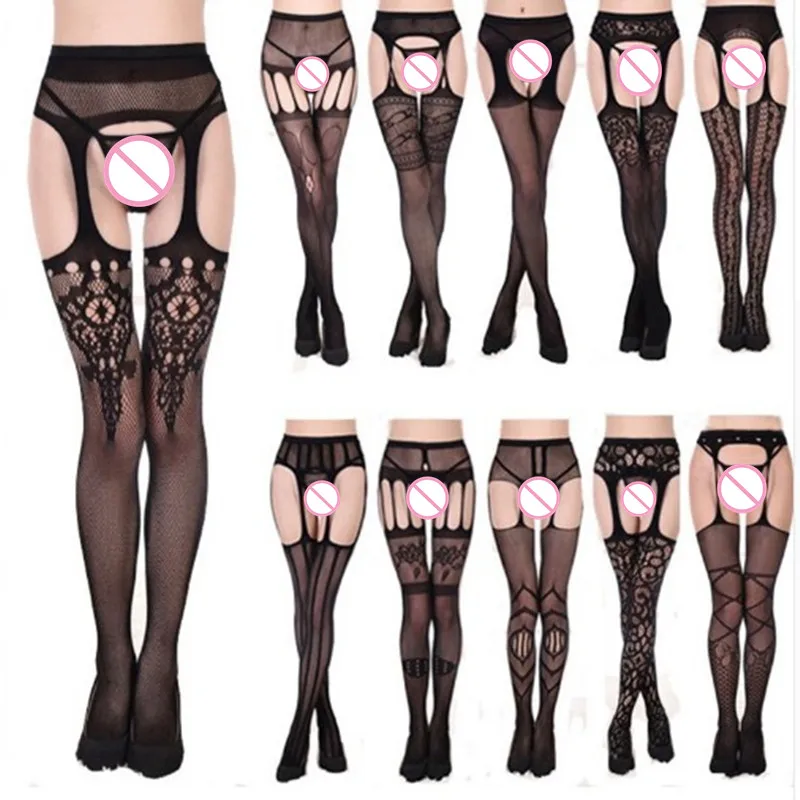 Женские кружевные прозрачные колготки с вышивкой|Чулки| |