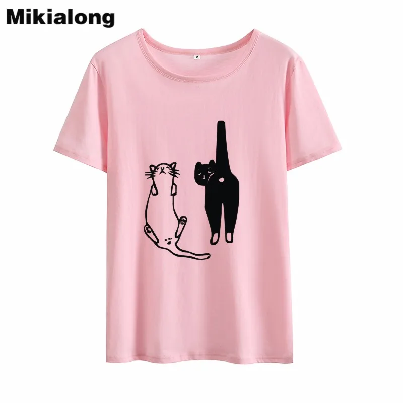 Mikialong/женская футболка с рисунком кота из мультфильма 2018 Kawaii Ulzzang Женская