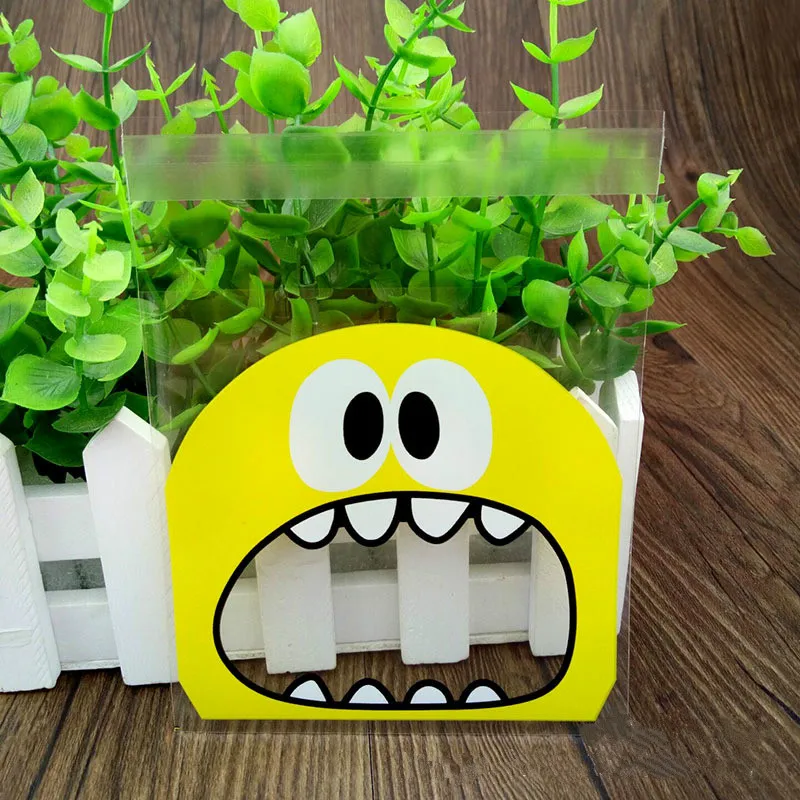 50 шт. милый большой пасть чудовища пластиковый пакет для печенья на день рождения